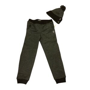 NWT Buffalo David Bitton Black/Gray Kids Joggers with Pom Beanie